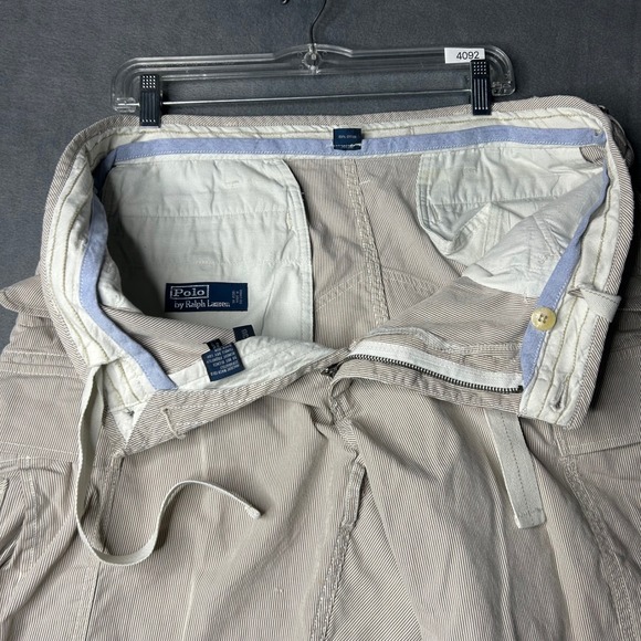 Polo Ralph Lauren Cargo Shorts Casual Outdoor Striped Beige Mens Size 36X10 - Picture 3 of 6